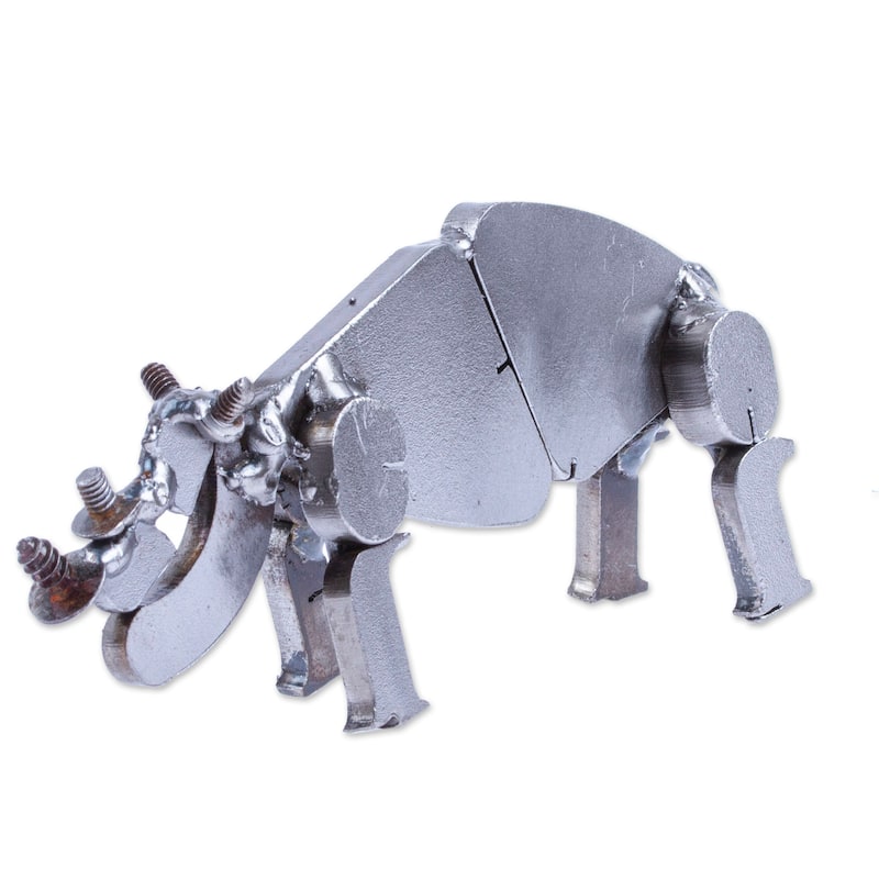 Novica Handmade Wild Strength Recycled Scrap Metal Statuette