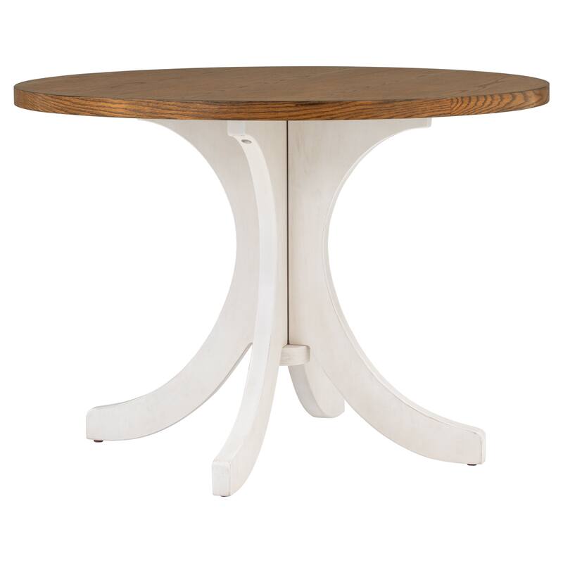 5-Piece Wooden Dining Table Set with Round Table & 4 Upholstered Chairs