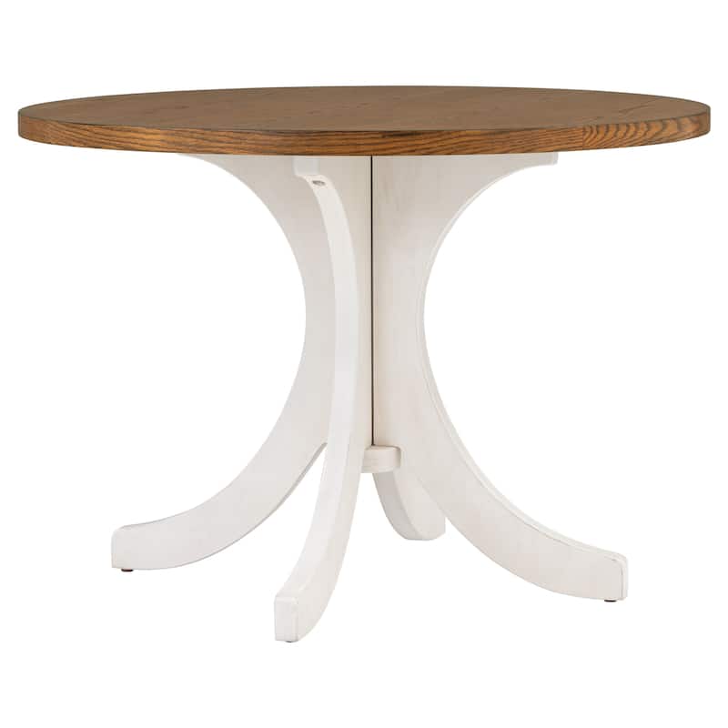 Mid-Century Solid Wood Round Dining Table for Small Places - Walnut