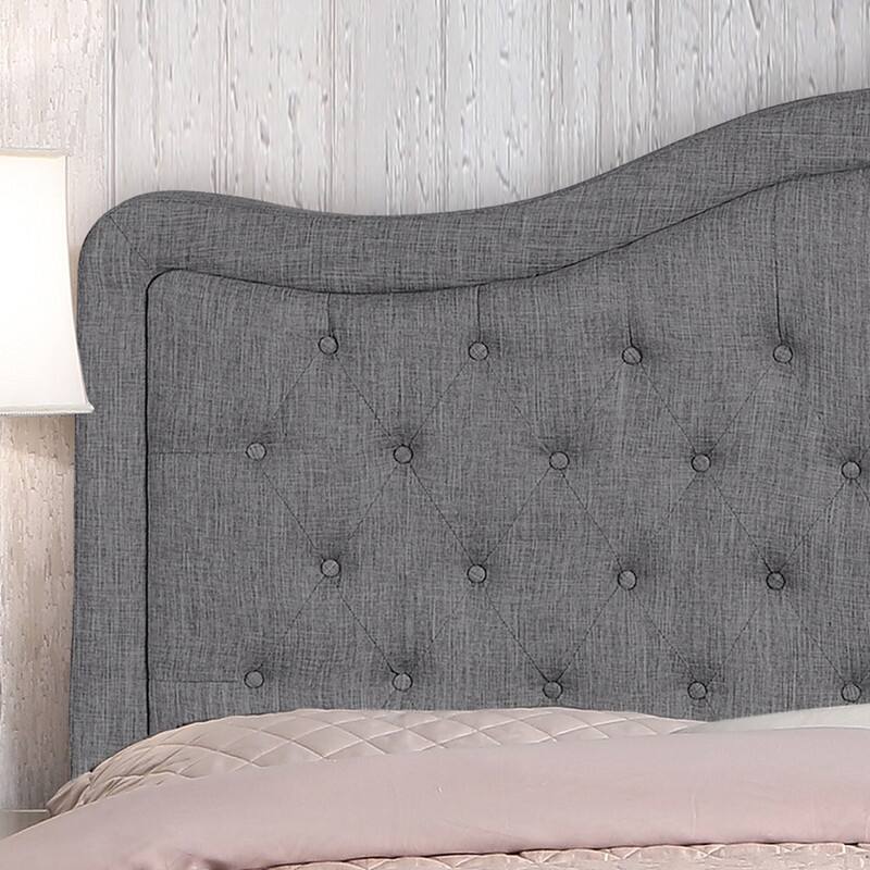 Moser Bay Adella Linen Upholstered Waved Top Tufted Bed