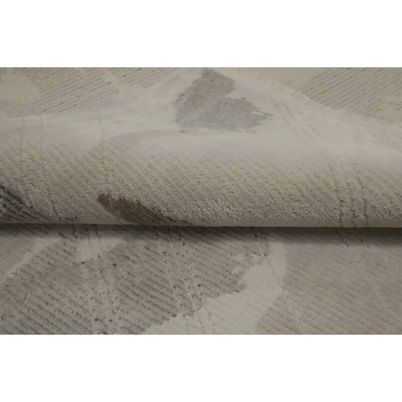 Machine Made Oriental Polyester Carpet Modern Abstract Greys & Charcoal Modern Area Rug - 7' 5'' X 5' 2''