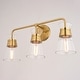preview thumbnail 10 of 9, Harper Natural Brass Gold Bathroom Vanity Lighting Fixture, Clear Glass Shade, Dimmable, LED Compatible, Wall Mount Sconce