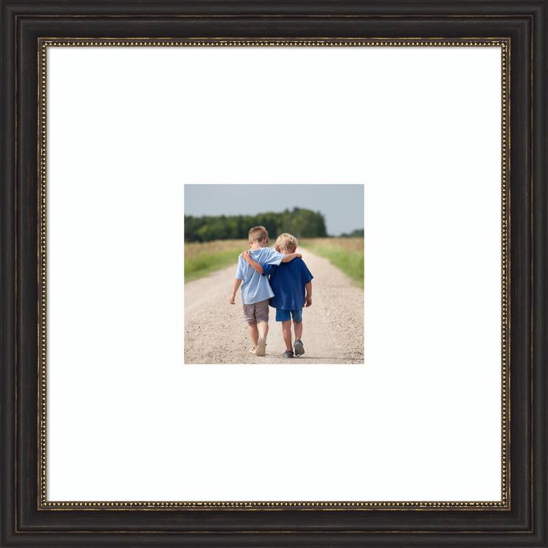 Accent Bronze Narrow Framed Picture Frame, Photo Frame - 20x20 Matted White 8x8
