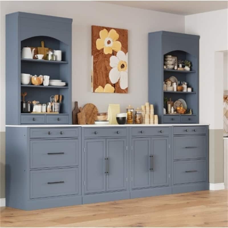 Freestanding Kitchen Pantry Cabinet Combo/Single Kitchen Pantry, Tall Kitchen Hutch with Storage Drawers and Adjustable Shelf - 2*83.7' Cabinet+2* 35.4'' Canbinet Combo - Grey