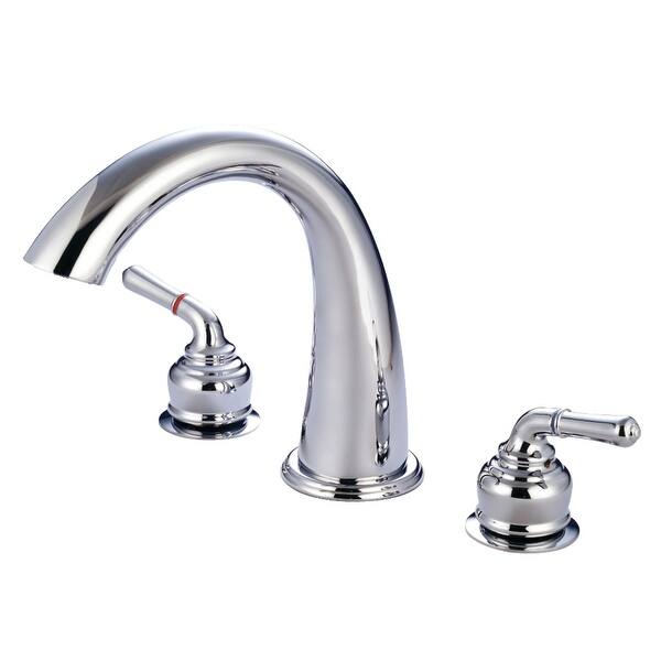 slide 2 of 7, Milano 3-Hole Deck Mount Roman Tub Faucet Polished Chrome
