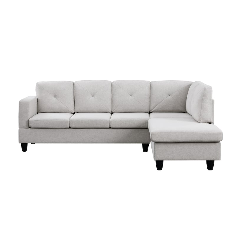 96" Light Gray Linen Sectional Sofa w/ Right Facing Chaise