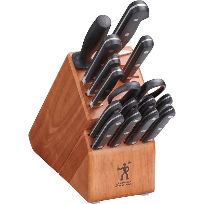 Henckels Classic 16-Piece Knife Block Set, Chef’s Knife, Serrated Utility Knife, Bread Knife, Steak Knives, Black - Natural - 16 Piece - 16-pc