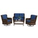 preview thumbnail 19 of 23, Outsunny 4 Piece PE Wicker Patio Furniture Set, Conversation Set with 2 360° Swivel Rocking Armchairs, 1 Loveseat Sofa