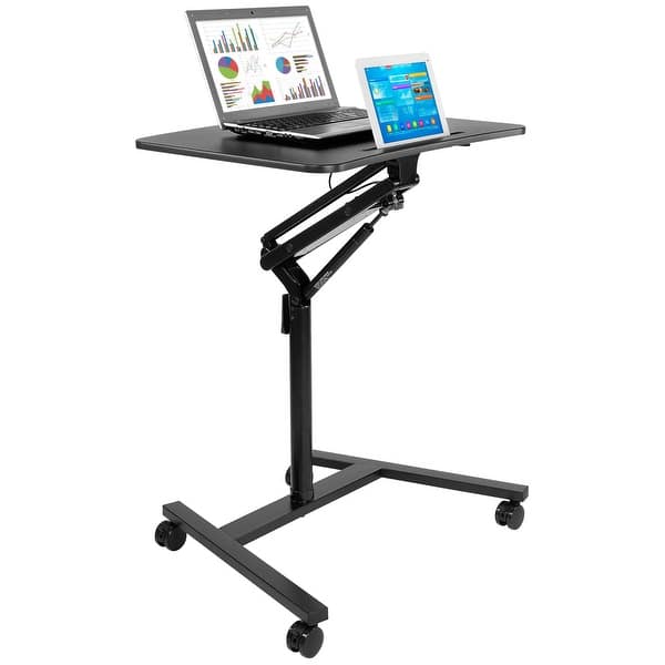 MountIt! Mobile Standing Laptop Desk with Wheels with Gas Spring Lift Mechanism Bed Bath