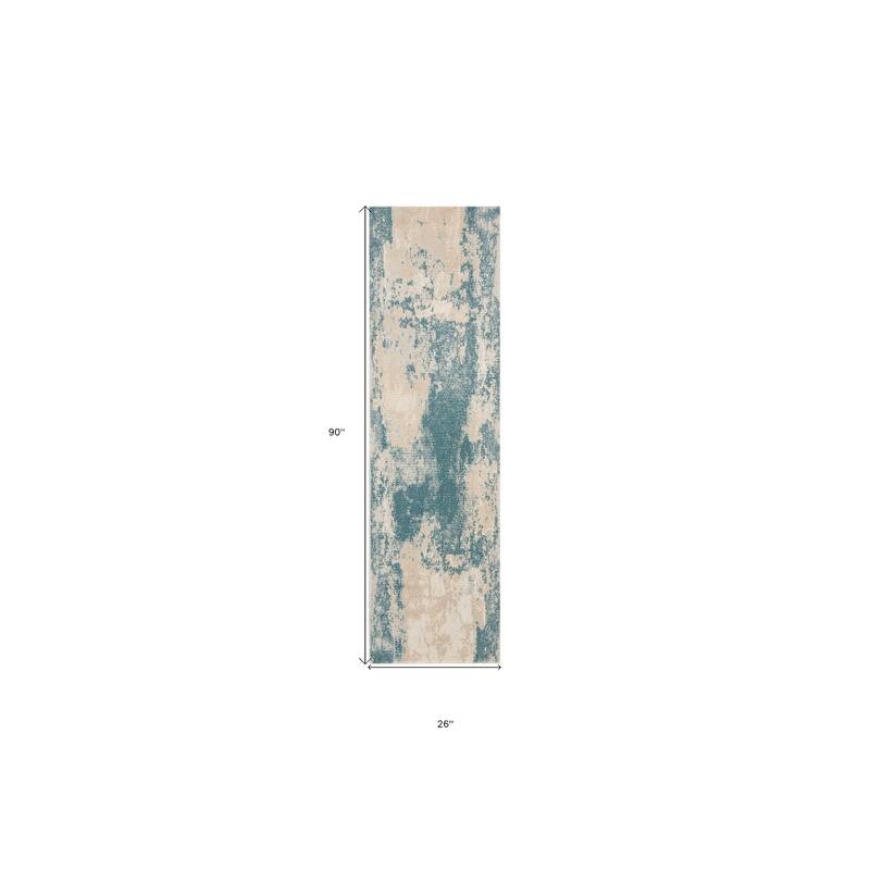 Kawez Power Loomed Abstract Modern Non Skid Stain Resistant Area Rug By HomeRoots - 90' X '26' X '0.5