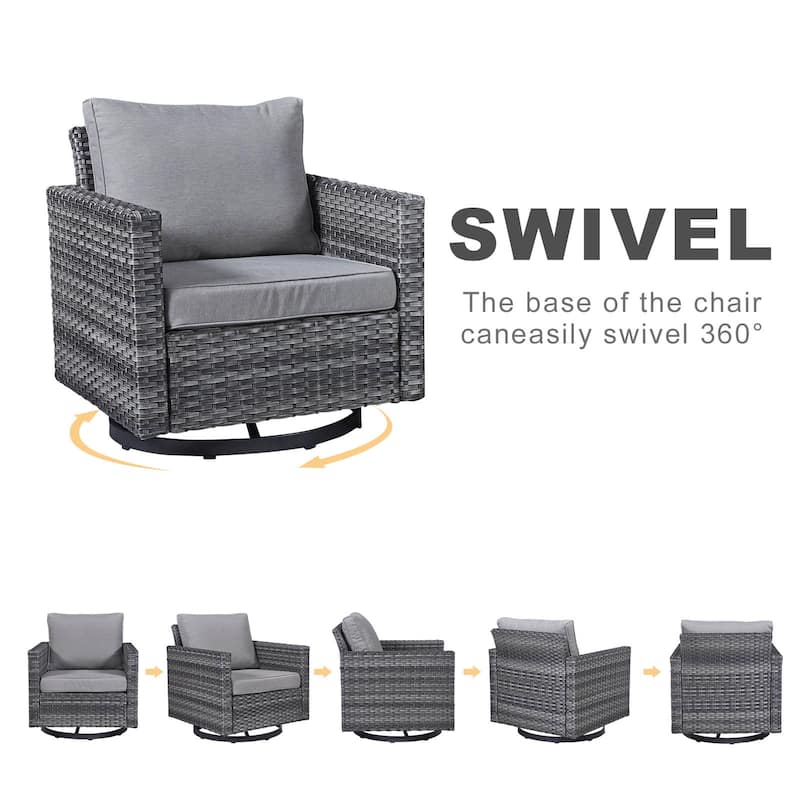 Pocassy Outdoor PE Wicker Sofa Conversation Set