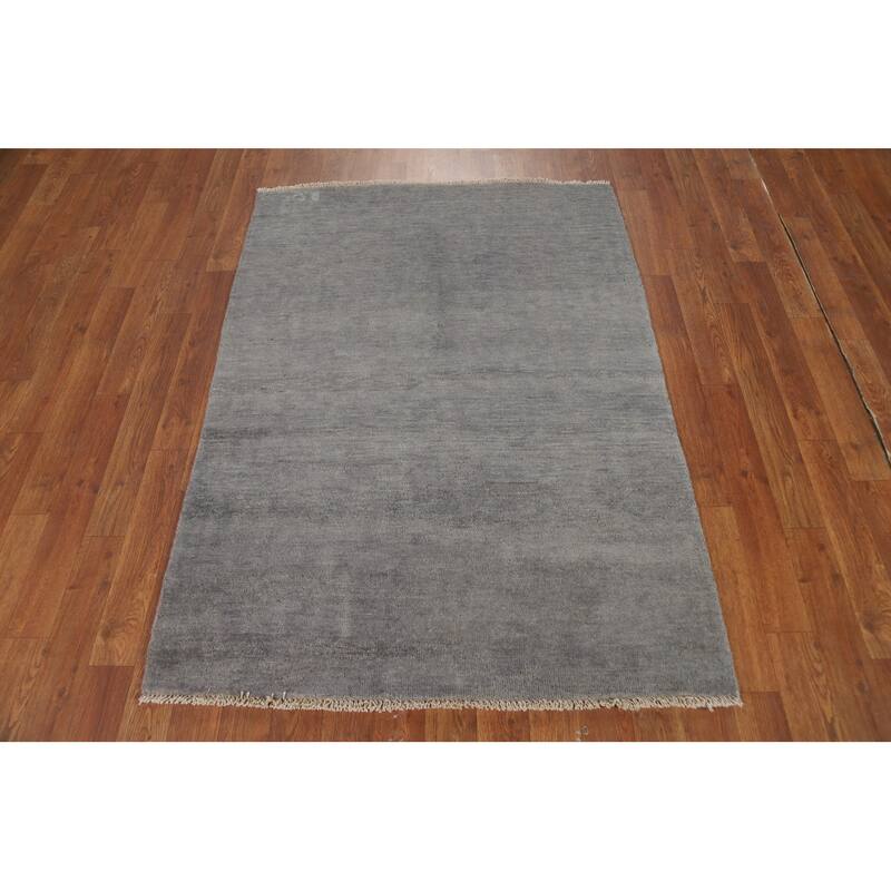 Modern Gray Gabbeh Oriental Foyer Rug Handmade Wool Carpet - 3'3"x 4'6"