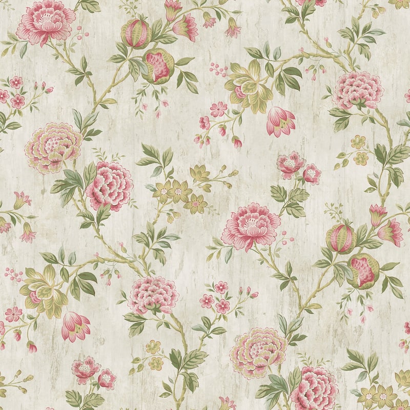 Barstow, Chrysanthemum Ruby Jacobean, 33' L X 20.5 W, Wallpaper Roll