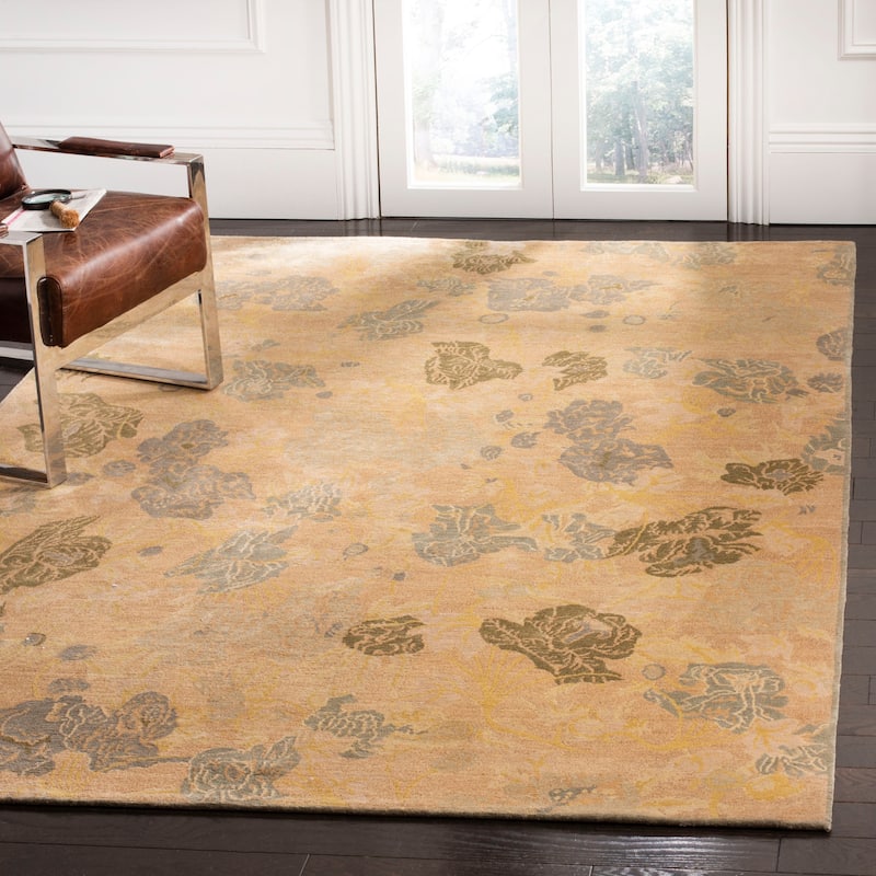 SAFAVIEH Couture Hand-knotted Otti Silk/ Wool Rug - 6' x 9' - Gilded Blue