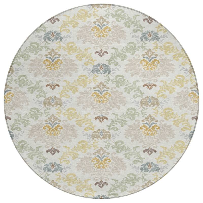 Machine Washable Indoor/ Outdoor Damask Patna Chantille Rug