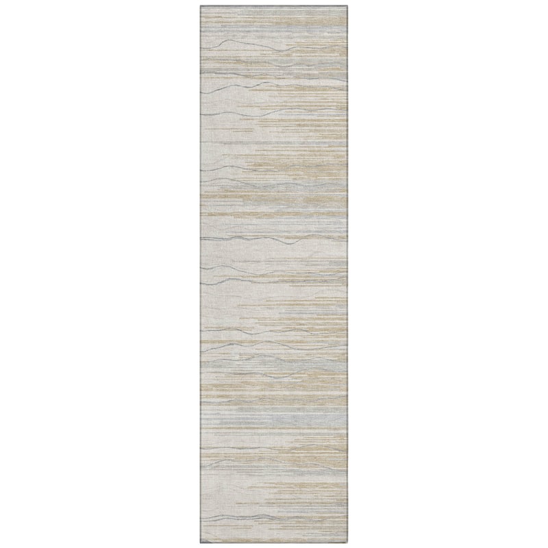 Machine Washable Indoor/ Outdoor Modern Stripe Chantille Rug