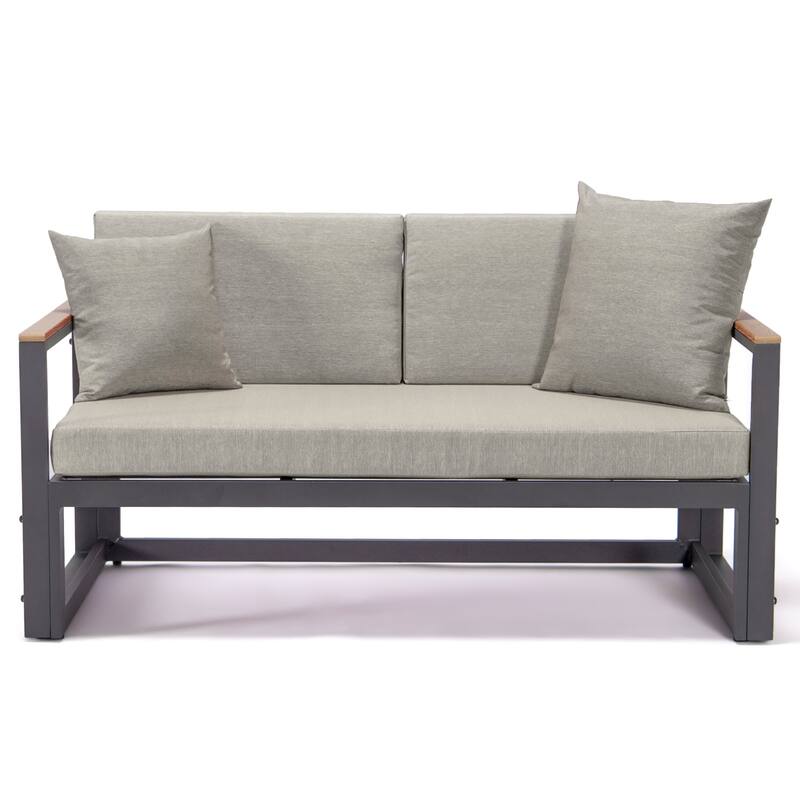 Chelsea 3-Piece Adjustable Headrest All-Weather Sectional Set in Aluminum Frame with Removable Cushion Covers for Indoor/Outdoor
