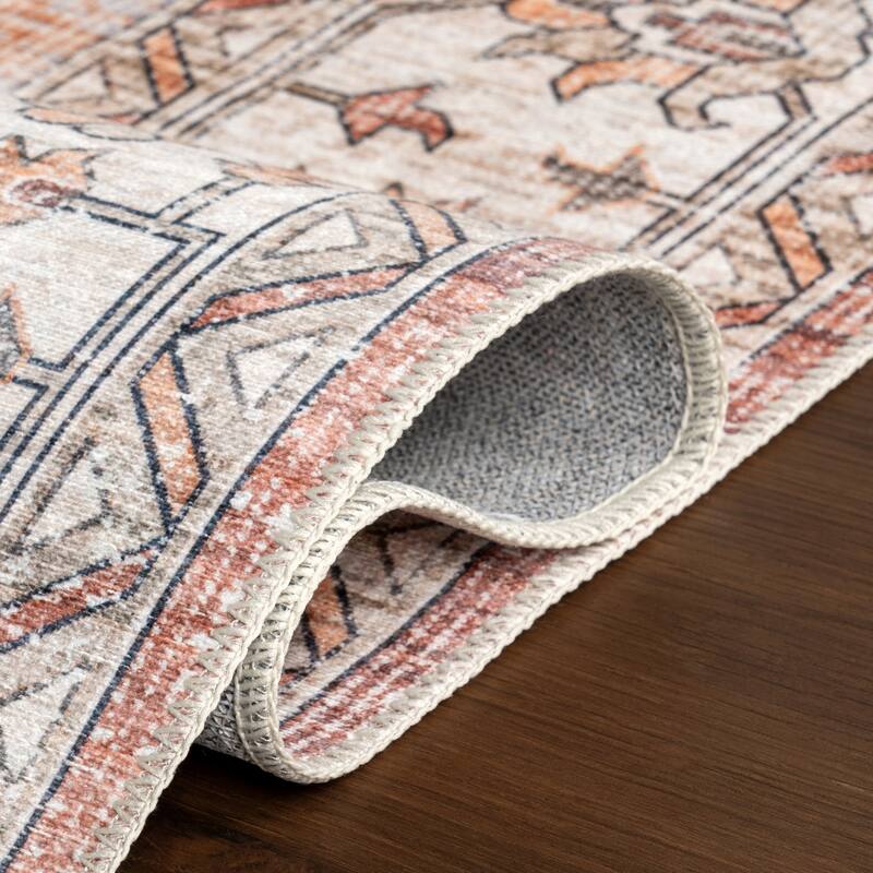 Nuloom Noemie SplashGuard Vintage Medallion Machine Washable Area Rug