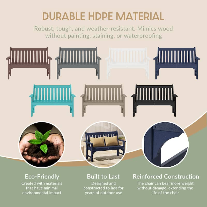 Polytrends Laguna 51" Outdoor Patio 2-Person Garden Bench