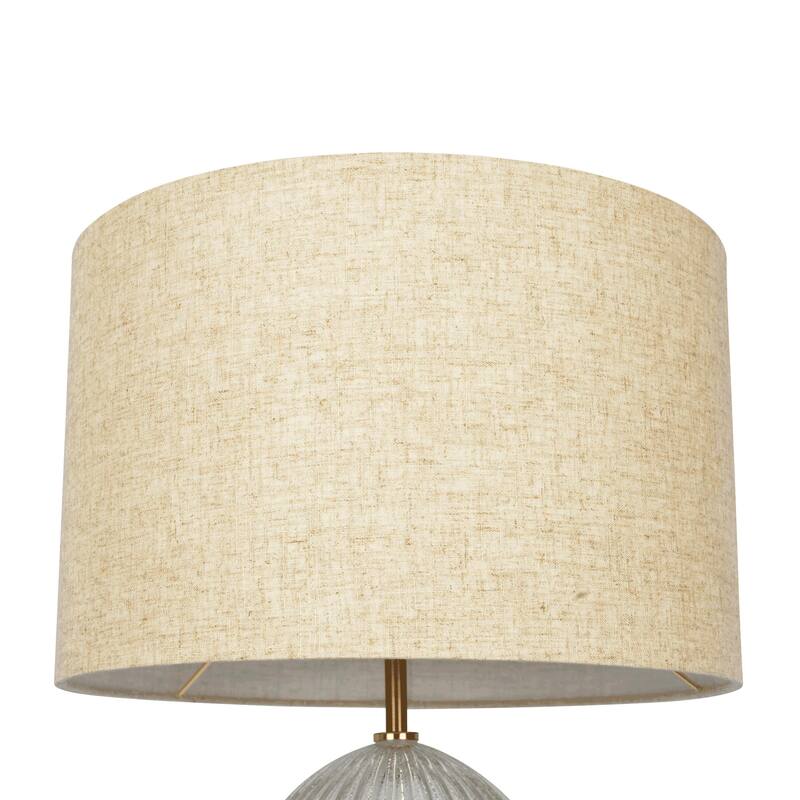 Aurora Ribbed Glass Lamp Base Clear Table Lamp Large Linen Shade