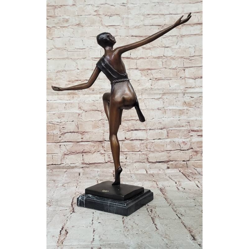 Bronze Art Deco Dancer Sculpture – Numbered Signed Elegant Ballerina Statue