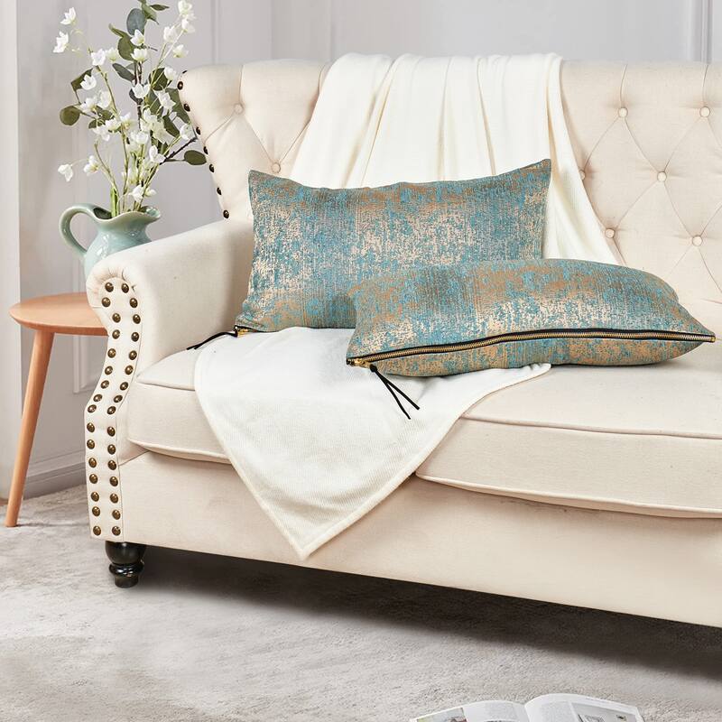 Peralta 2-piece Jacquard Chenille Zipper Pillow Shell Set, NO INSERT