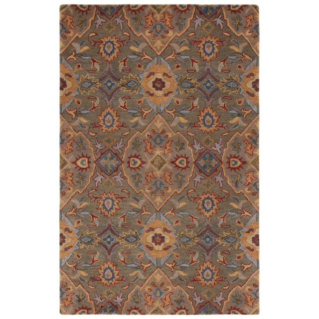 SAFAVIEH Heritage Oriental Hand-tufted Wool Area Rug - 6' Square - Green/Yellow