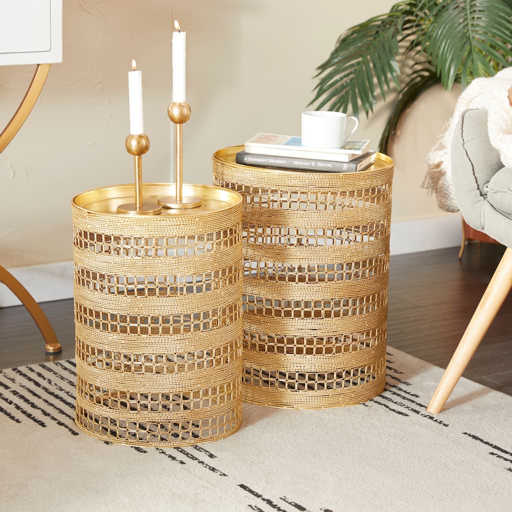 Gold Metal Transitional Accent Table (Set of 2)