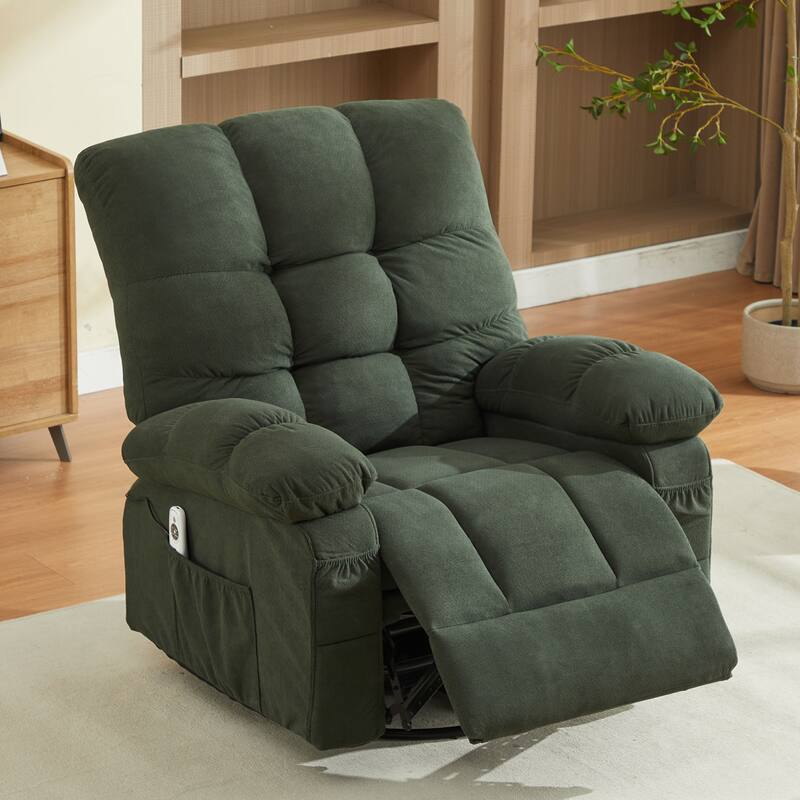 Massage Recliner Chair with Vibration and Lumbar Heating 350LB Capacity Swivel Rocker