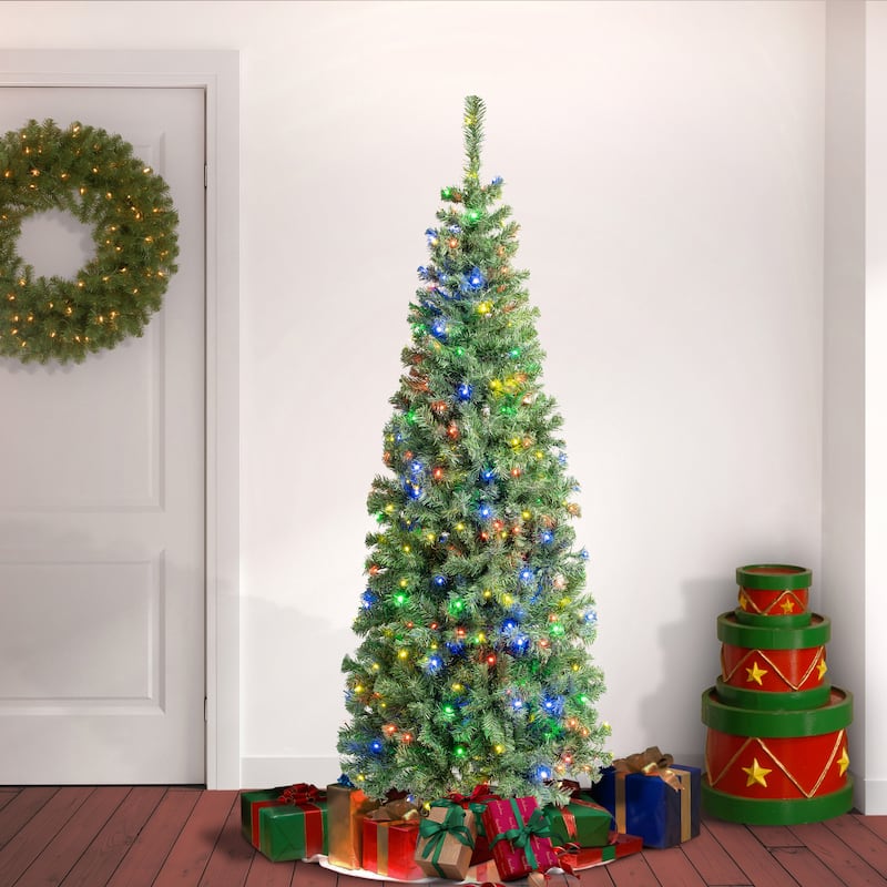 National Tree Company 6 ft. Prelit Artificial Sagamore Slim Hinged