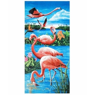 Flamingos & Lake 30x60 Brazilian Velour Beach Towel