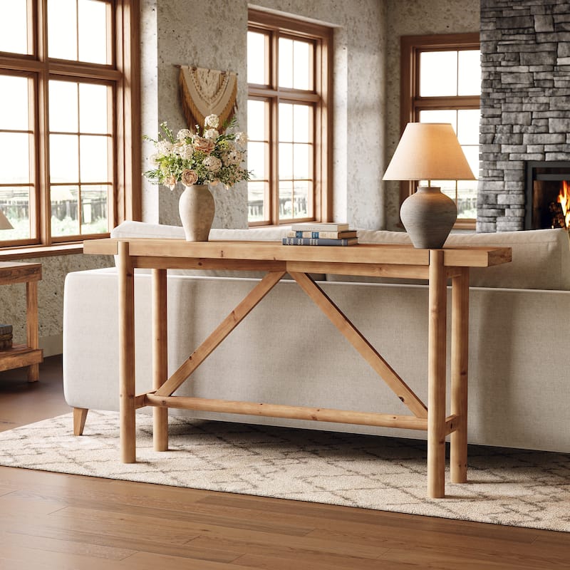 63" Solid Wood Console Table for Entryway, Living Room, Hallway