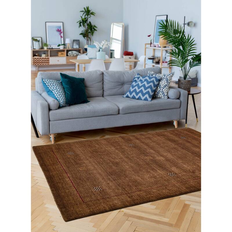 ECARPETGALLERY Hand Loomed Kashkuli Gabbeh Brown Wool Rug - 4'11 x 6'10