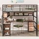 preview thumbnail 21 of 30, Elegant Metal Full Loft Bed with Bookcase, Desk and Cabinet, White