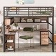 preview thumbnail 3 of 26, Full Size Loft Bed with Bookcase & Cabinet, Metal Loft Bed with L -shaped Built-in Desk, Metal Bed Frame for Kids, Teens, Adults
