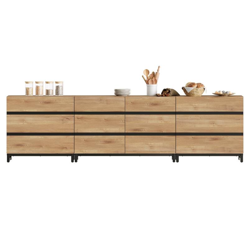 Modern TV Stand for TVs up to 120 inches, 3 in 1 TV Console with 12 Drawers, Media Console with Adjustable Shelf for Living Room