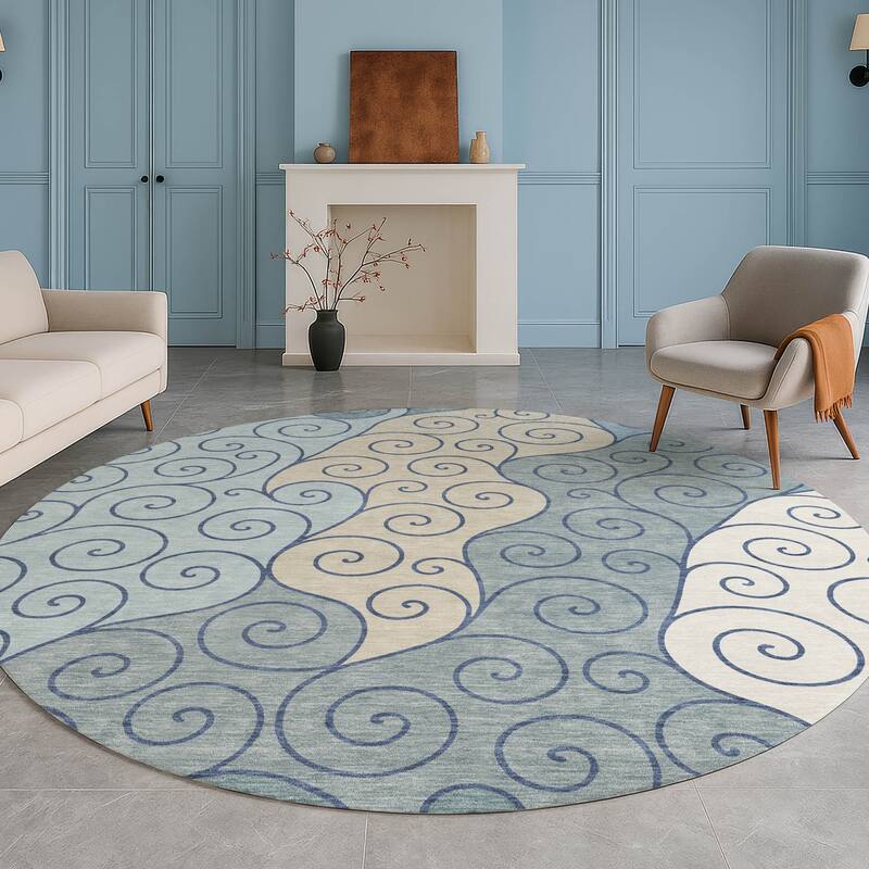 Machine Washable Indoor/ Outdoor Swirly Chantille Rug