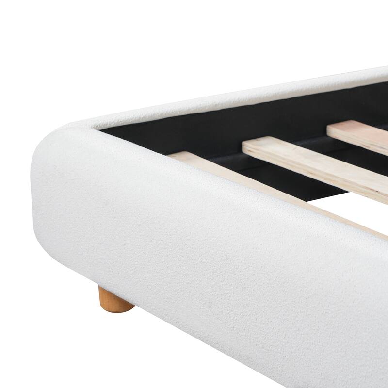 Christopher Knight Home - Arvilla Modern Boucle Upholstered Low Profile Platform Bed with Wingback Headboard & Wooden Slats