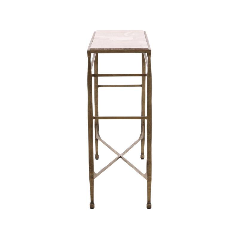 Furniture Classics Scarlett Gold Iron Marble Inlaid Slim Entryway Console