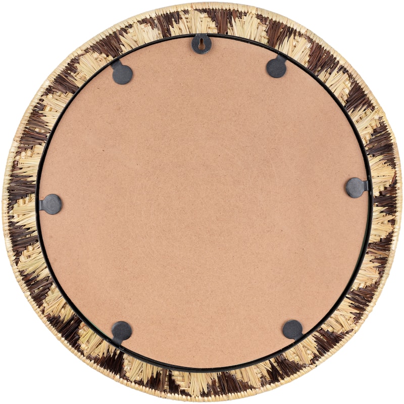 Livabliss Elys Woven Grass Boho Round Mirror