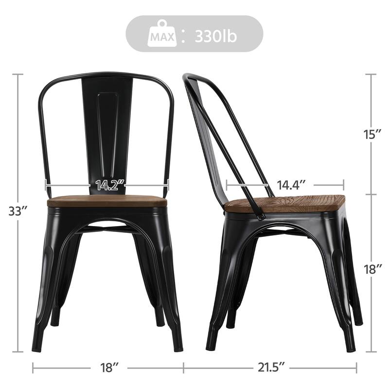 Yaheetech Iron Dining Chairs with Backrest Footrests (Set of 4)