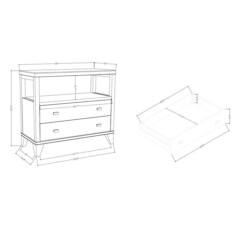 Handmade Wood 2-Drawer Nightstand with Open Shelf by East at Main