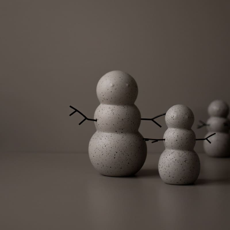 Ceramic Snowman Christmas Decoration - 6.5" - White and Black
