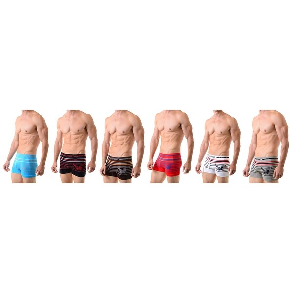 Men's Classic Seamless Boxer Briefs Shorts Shorts Underwear 6-Pack Pattern Pegasus(One Size)
