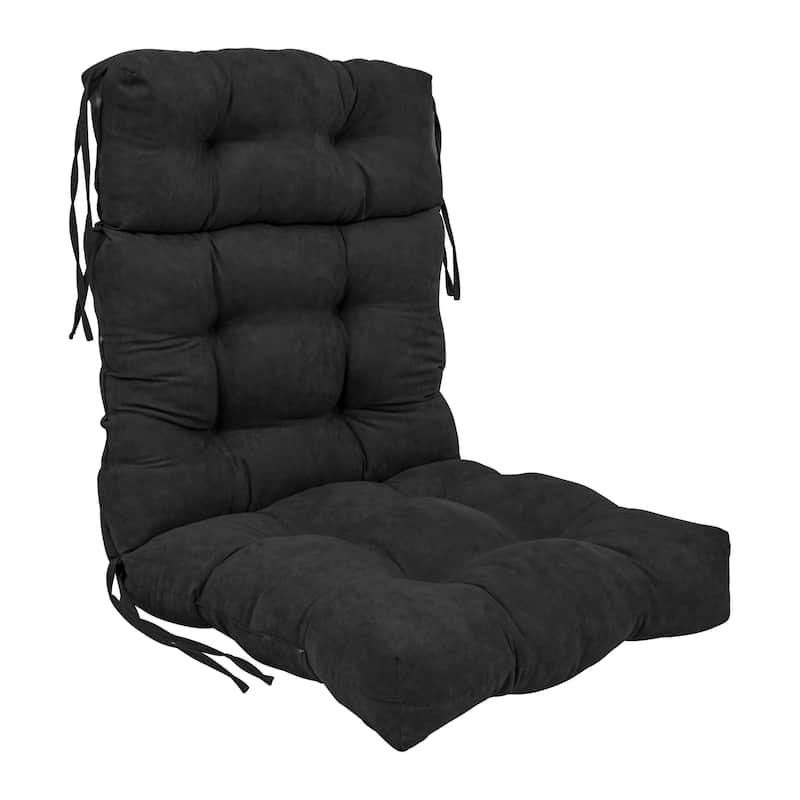 Multi-section Tufted Indoor Microsuede Seat/Back Chair Cushion (Multiple Sizes) - 22 x 45 - Black