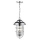 preview thumbnail 4 of 7, Black-Silver Metal Lantern Pendant with Seeded Glass and Adjustable Drop - 10 x 10 x 18.5 in.