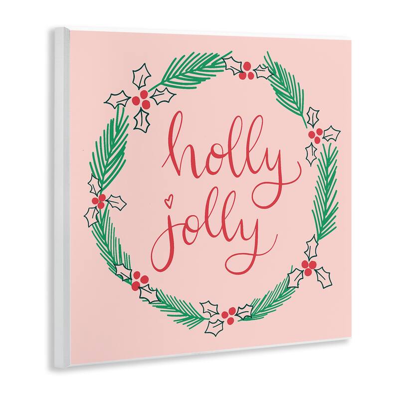 Stupell Minimal Holly Jolly Wreath Wall Plaque Art Design By Sazerelli Designs