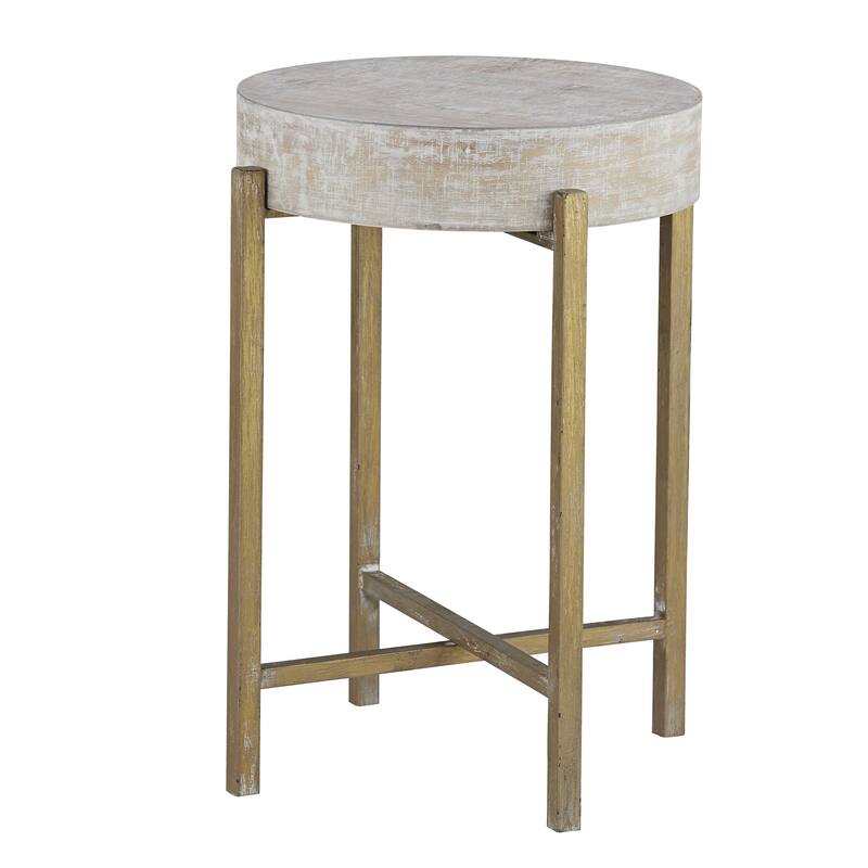 Collin Wood Accent End Table, White-washed