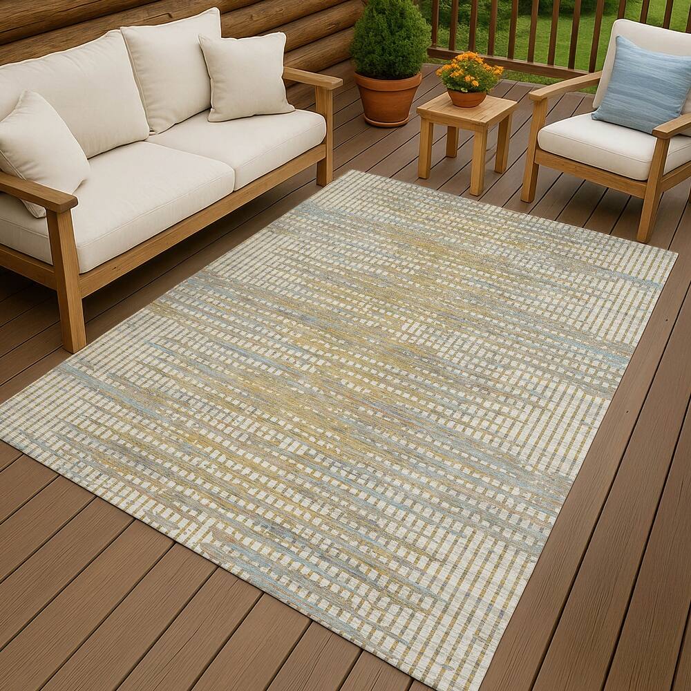 Machine Washable Indoor/ Outdoor Casual Keystone Chantille Rug