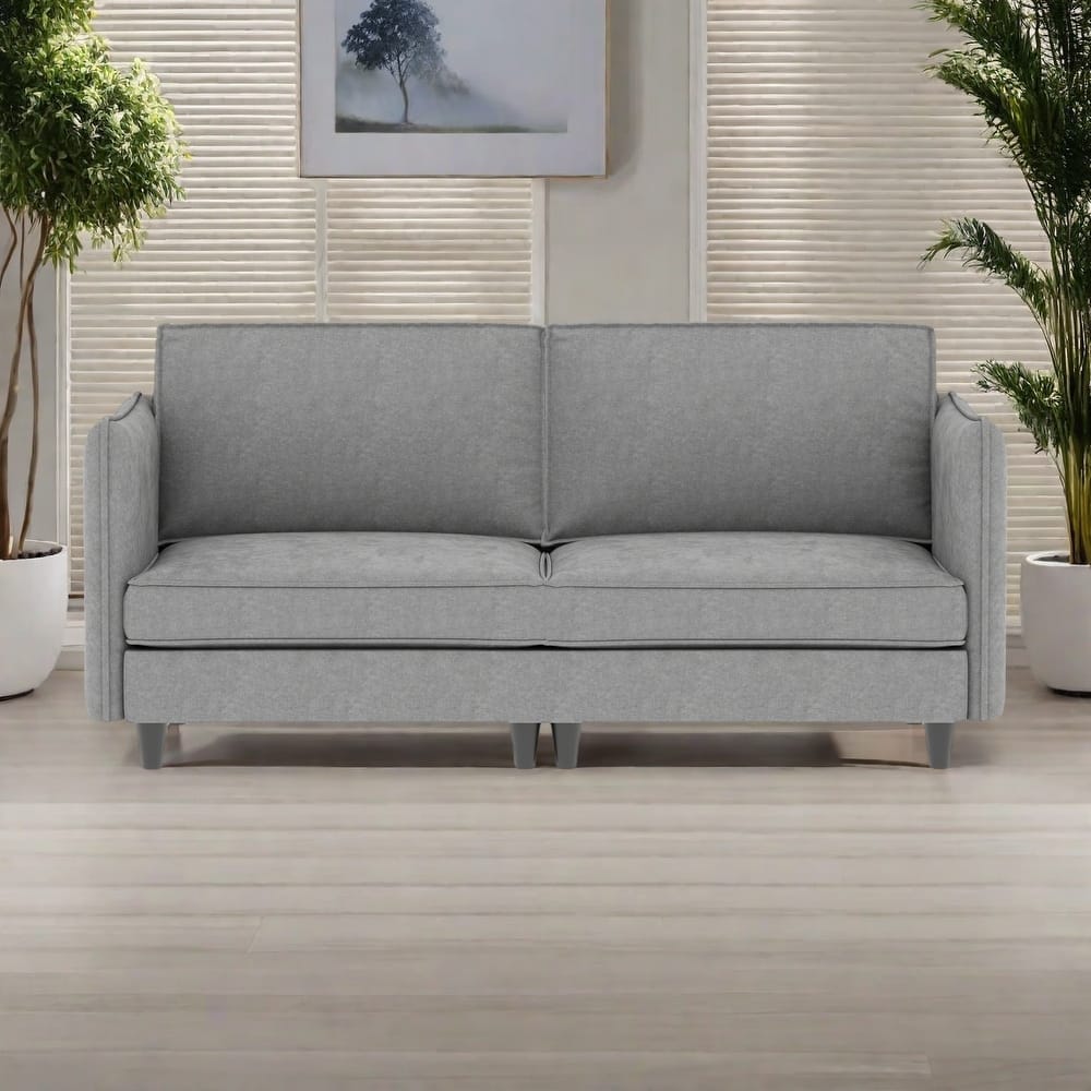 74.27"Fabric 3-Seater Sofa with Pocket Springs and Solid Wood Frame, Side Storage Pockets